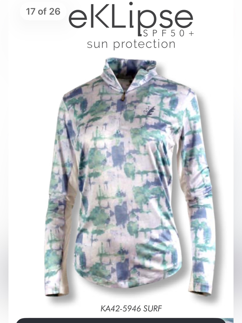 NWT Kate Lord eKLipse SPF 50+ Sun Shirt M Surf Tie Dye Long Sleeve Golf Top